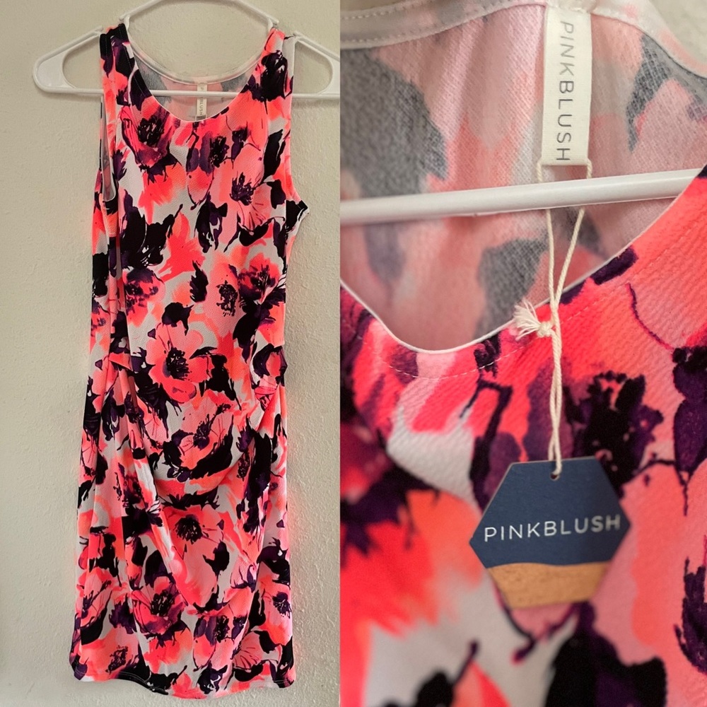 NWT Pinkblush bright summer floral pink tank dress